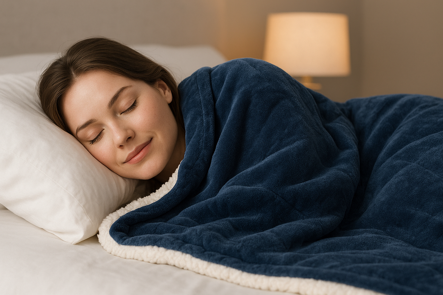 Ultra-soft Sherpa Lamb Blanket. Reversible fleece & sherpa design for all-season warmth. Perfect for bed, sofa & travel.