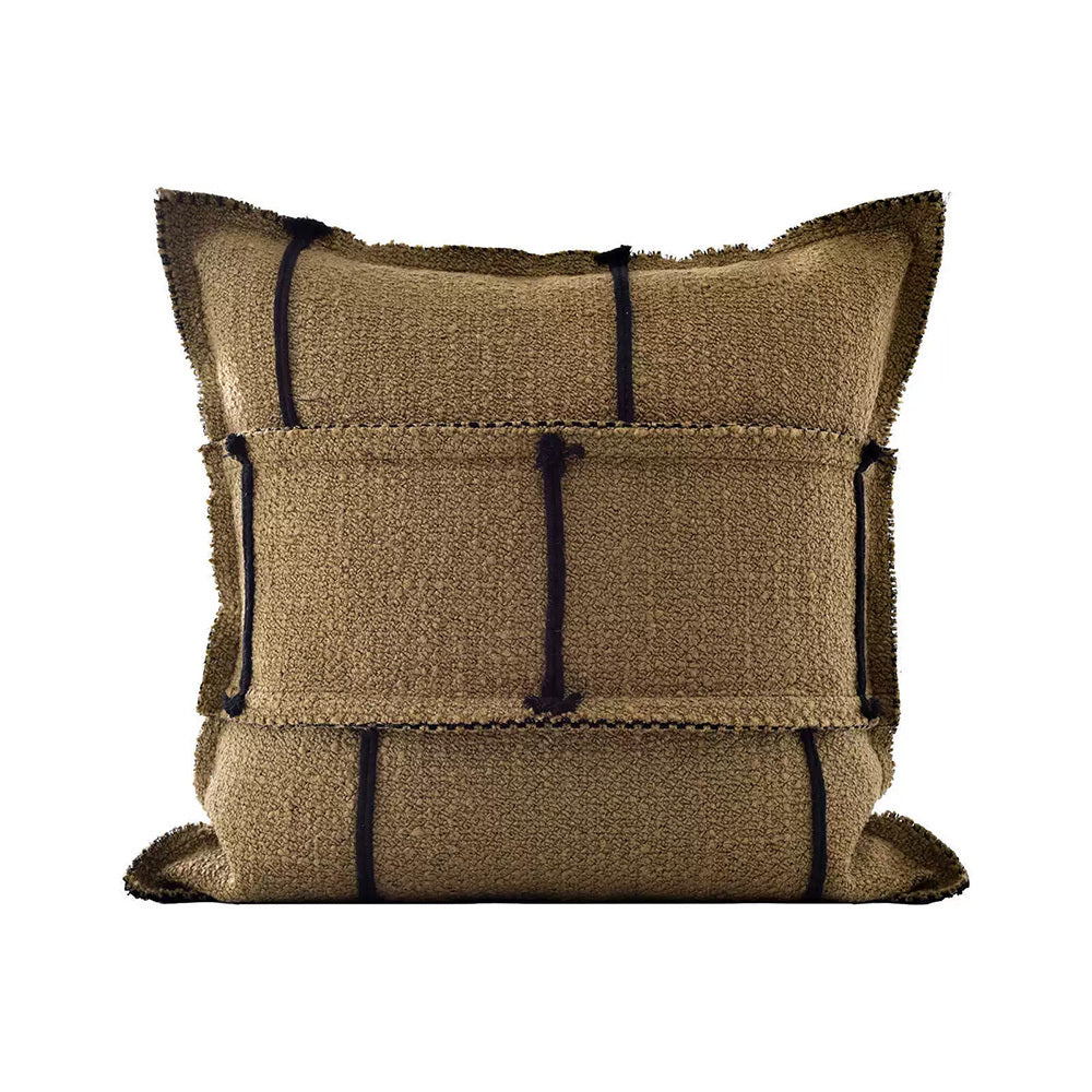 Sofa Pillows Simple Brown Khaki Cushion Case Luxury Linen Cotton Blend Decorative Pillow Cover For Sofa Chair Bedding Home Pillow Core Is Made Of Down-feather-like Fabric