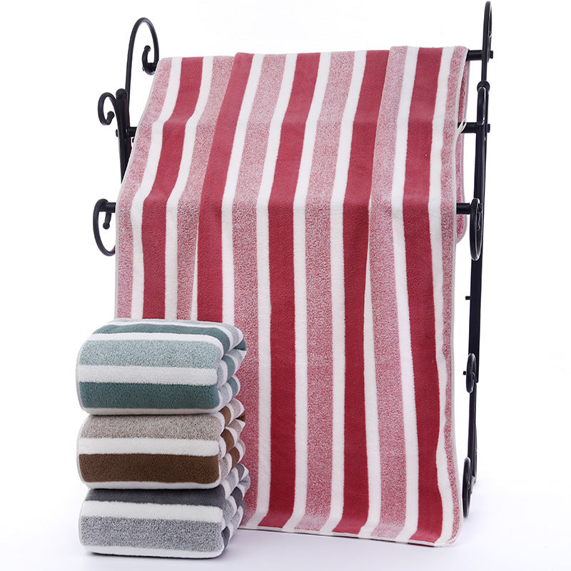 Wide Stripe Dark Stripe Coral Velvet Printing Towels Suit