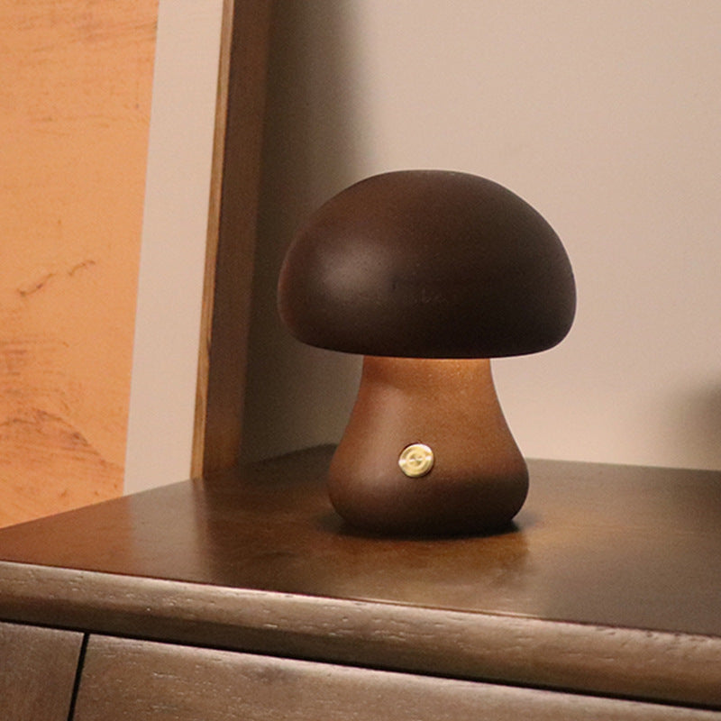 Wooden Cute Mushroom LED Night Light With Touch Switch  Bedside Table Lamp For Bedroom Childrens Room Sleeping Night Lamps Home Decor