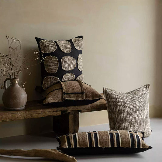 Sofa Pillows Simple Brown Khaki Cushion Case Luxury Linen Cotton Blend Decorative Pillow Cover For Sofa Chair Bedding Home Pillow Core Is Made Of Down-feather-like Fabric