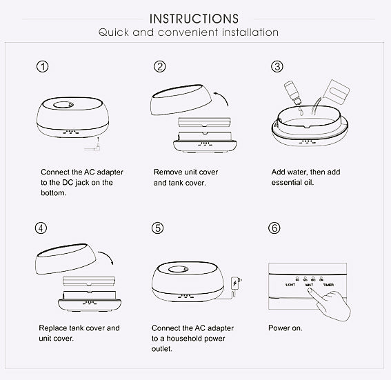 HOMEFISH 500ml Ultrasonic Aroma Diffuser with Remote Control, Essential Oil Humidifier, Colorful LED Light, Timer & Auto Shut‑Off for Home