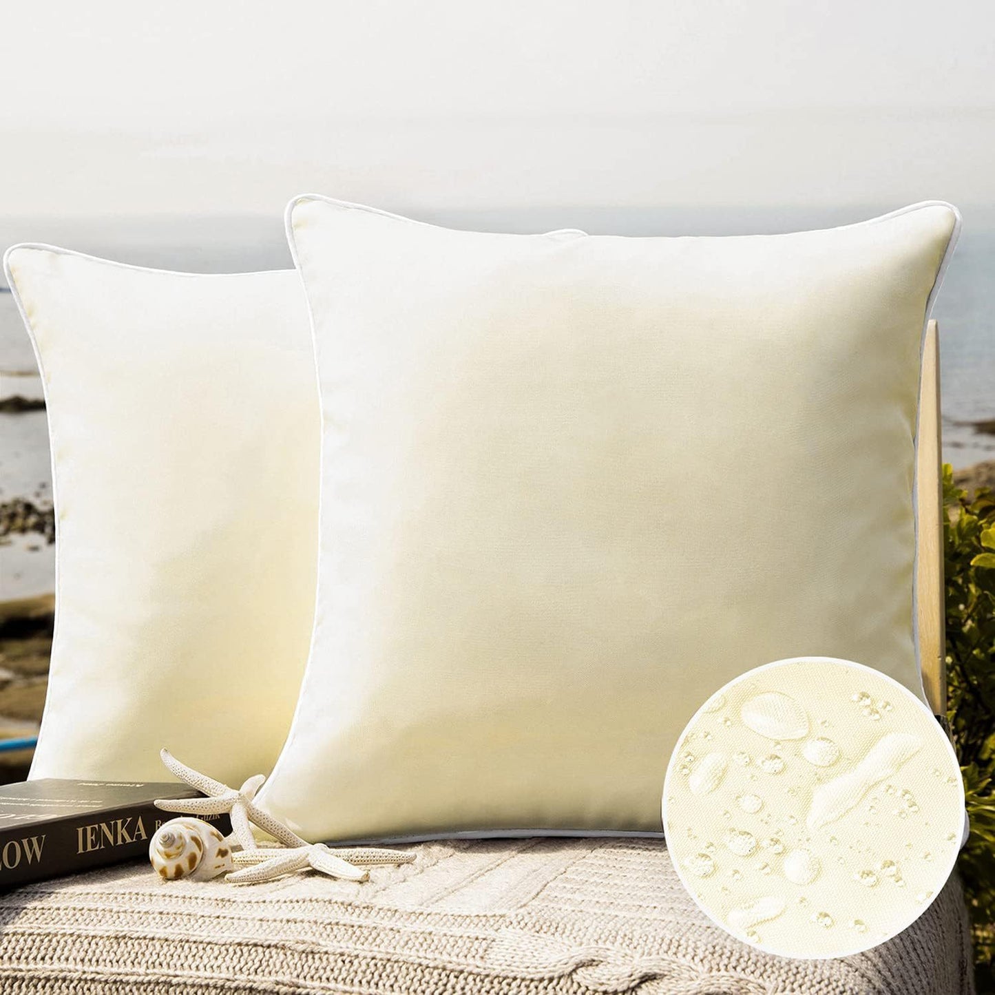 Outdoor Waterproof Solid Throw Decorative Pillow Cover Decorative Square Outdoor Pillows Cushion Case Patio Pillows For Couch Tent