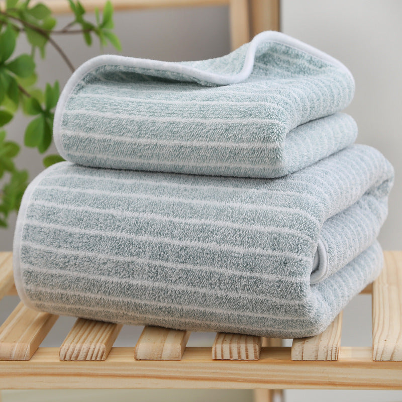 Wide Stripe Dark Stripe Coral Velvet Printing Towels Suit