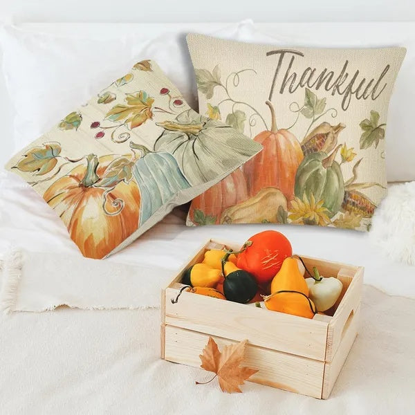 4Pcs Thanksgiving Fall Throw Pillows Cushion Case 18x18in Set Of 4