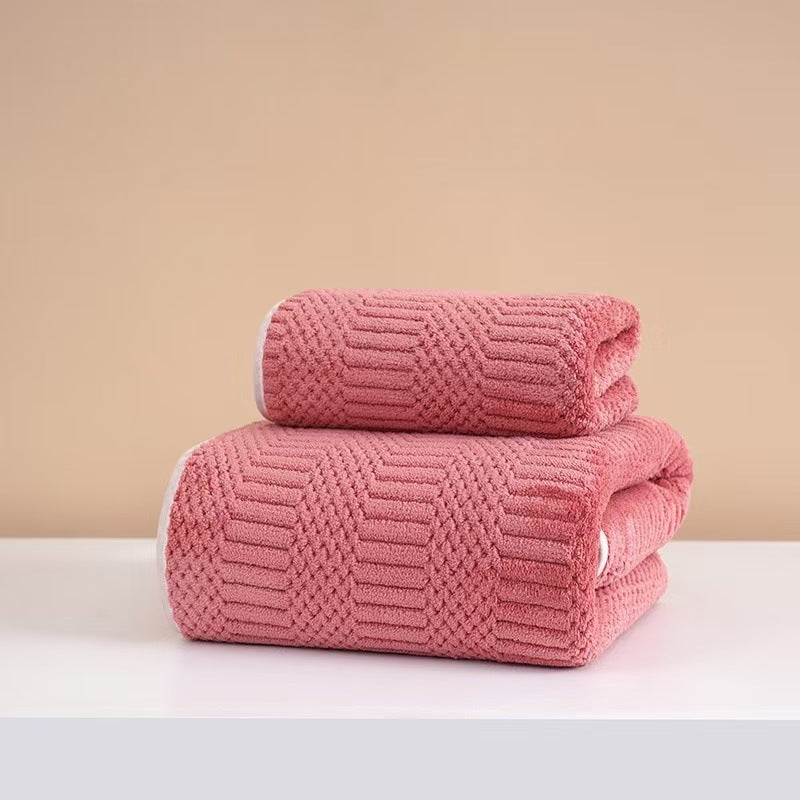Wide Stripe Dark Stripe Coral Velvet Printing Towels Suit
