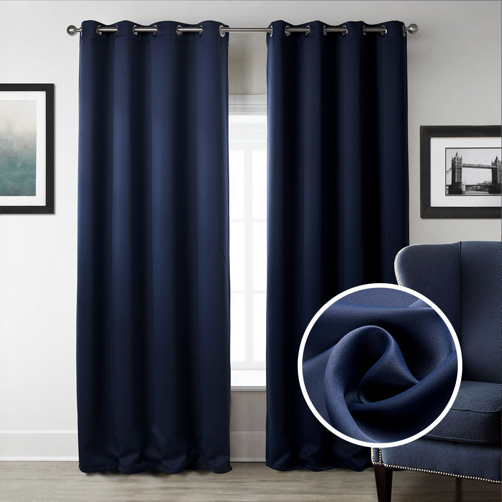 Modern Dark Blue Blackout Curtains – Printed Shading Fabric with Grommet Top