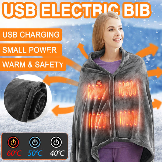 Electric Heated Plush Blanket – USB Powered Warm Shawl for Winter