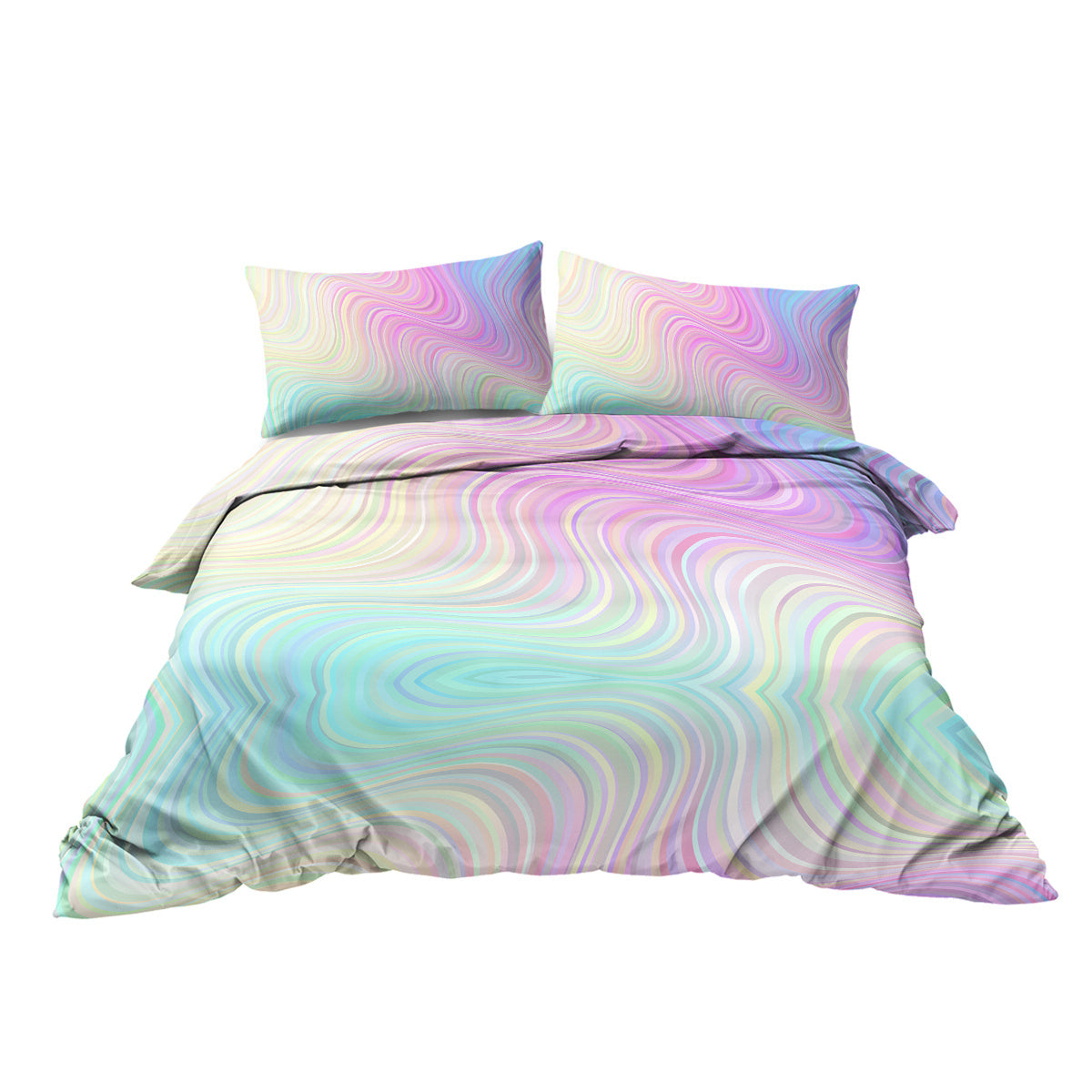 Girly Duvet Cover Rainbow Glitter Ombre Bedding Sets 3 Pcs Chic Purple Blue Green Pastel Bed Spreads Sparkle Quilt Cover Set With 2 Pillow Shams