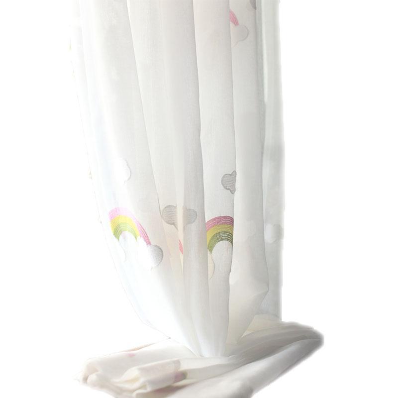 Rainbow Gauze Curtains With Pastoral Embroidery